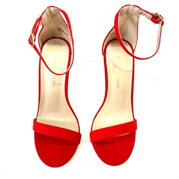 Dream Pairs Karrie Ankle Strap High Heel Stiletto Sandals in Red Suede Size 5.5 - Picture 5 of 10